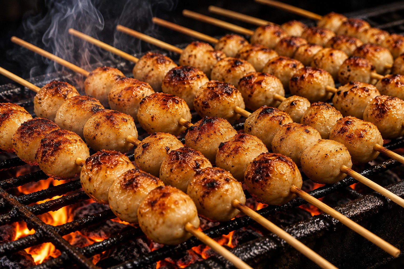 Lokcing satay ikan dibakar di atas bara